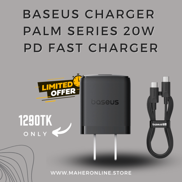 Baseus Charger Palm Series 20W PD Fast Charger 1x Type-c With Type-c to Type-c Cable